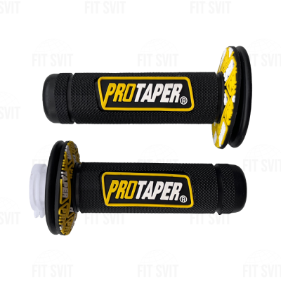 Грипси PROTAPER - ручки керма на скутер, мопед, мотоцикл із вставкою чорно-жовтого кольору, 2 шт.