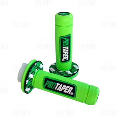 Грипсы PROTAPER - ручки руля на скутер, мопед, мотоцикл с вставкой зеленого цвета, 2 шт