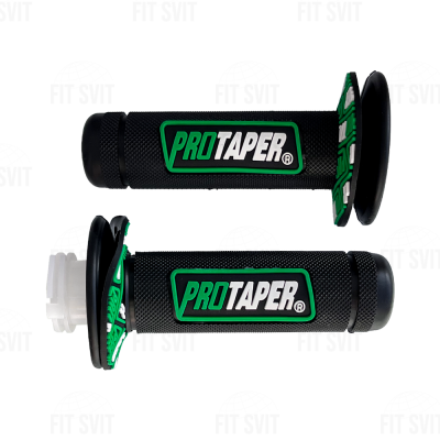 Грипсы PROTAPER - ручки руля на скутер, мопед, мотоцикл с вставкой черно-зеленого цвета, 2 шт