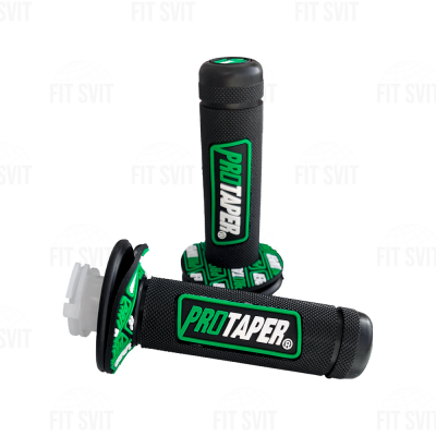 Грипсы PROTAPER - ручки руля на скутер, мопед, мотоцикл с вставкой черно-зеленого цвета, 2 шт