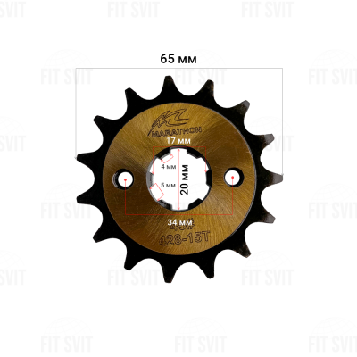 Зірка передня 428H 15Т на мотоцикл CB/CG 150/200/250 cc шліц широкий 5 мм
