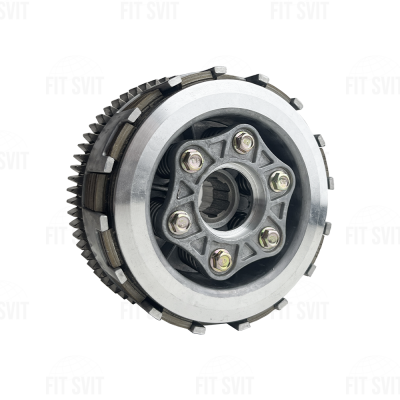 Зчеплення мото 150/200/250 cc 70 зубів 6 болтів 7 дисків у зборі підшипник 6202