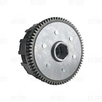 Зчеплення мото 150/200/250 cc 70 зубів 6 болтів 7 дисків у зборі підшипник 6202