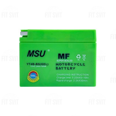 Аккумулятор на скутер Yamaha 12V 2.3Ah MSU GT4B-5 (GEL)