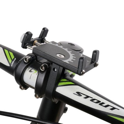 Держатель смартфона алюминиевый - холдер на руль BG-087 черного цвета