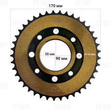 Зірка задня 428H 41Т на мотоцикл Lifan, Geon, Forte, Viper, Enduro, Чоппер