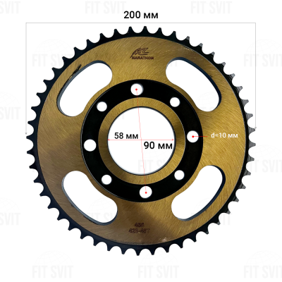 Звезда задняя 428H 48Т на мотоцикл Lifan, Geon, Forte, Viper, Enduro, Чоппер Marathon