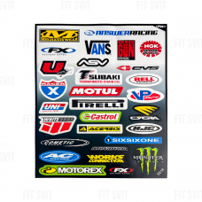 Наклейки мото мультибренд 20x25 cм, комплект 29 шт